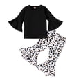 thumbnail image 1 of Odeerbi Baby Girls Boys Clothes Baby Outfits Shirts Sets Toddler Black Cotton Flared Sleeve Top + Leopard Print Trousers 2pcs Suit Children, 1 of 9