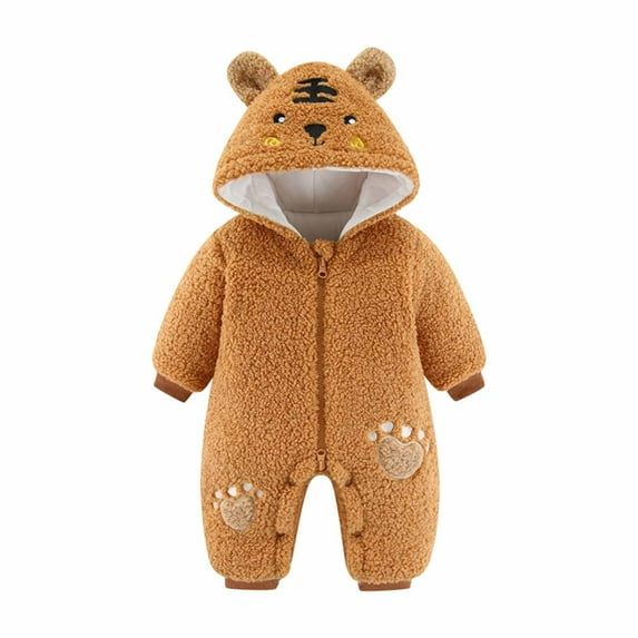 Odeerbi Baby Girls Boys Clothes Baby Rompers Autumn Winter Infant Toddler Long Sleeve Animal Ear Hooded Romper Zipper Jumpsuit
