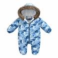 thumbnail image 1 of Odeerbi Baby Girls Boys Clothes Baby Rompers Autumn Winter Infant Toddler Long Sleeve Print Plush Hooded Romper Jumpsuit, 1 of 8