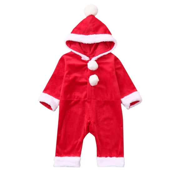 Odeerbi Baby Girls Boys Clothes Baby Rompers Christmas Children's Models Santa Claus Long-Sleeved Romper Hat Two-piece Suit