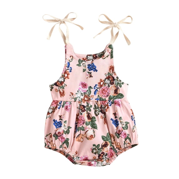 Odeerbi Baby Girls Boys Clothes Baby Rompers Flowers Straps Sleeveless Jumpsuit Casual Bodysuit