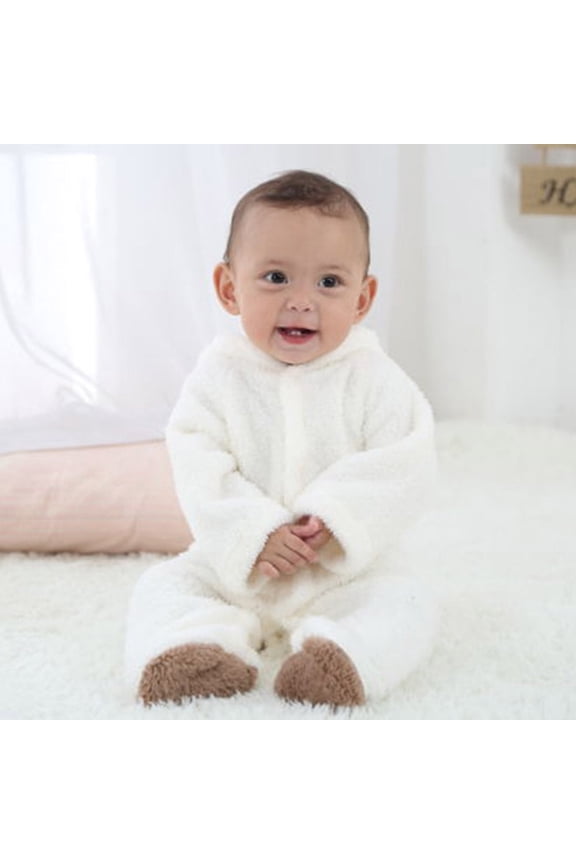 Baby Girls Boys Clothes Baby Rompers Newborn Fleece Footie Snowsuit Winter Bunting Onesie Cartoon Warm Hooded Outfits
