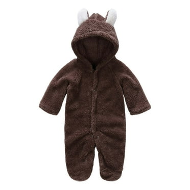 Odeerbi Baby Girls Boys Clothes Baby Rompers Newborn Fleece Footie Snowsuit Winter Bunting Onesie Cartoon Warm Hooded Romper Jumpsuit Outfits