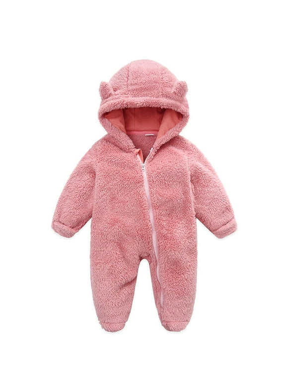 Baby Girls Boys Clothes Baby Rompers Newborn Fleece Footie Snowsuit Winter Bunting Onesie Cartoon Warm Hooded Romper Jumpsuit Outfits