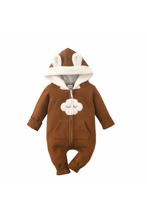 Baby Girls Boys Clothes Baby Rompers Spring Fall Infant Toddler Embroidered Clouds Star Moon 2025 Long Sleeve Hooded Romper Jumpsuit Bodysuit