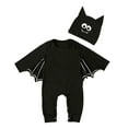 thumbnail image 1 of Odeerbi Baby Girls Boys Clothes Baby Rompers Toddler Black Cotton Bat Sleeve Cute Hat Jumpsuit Suit, 1 of 8