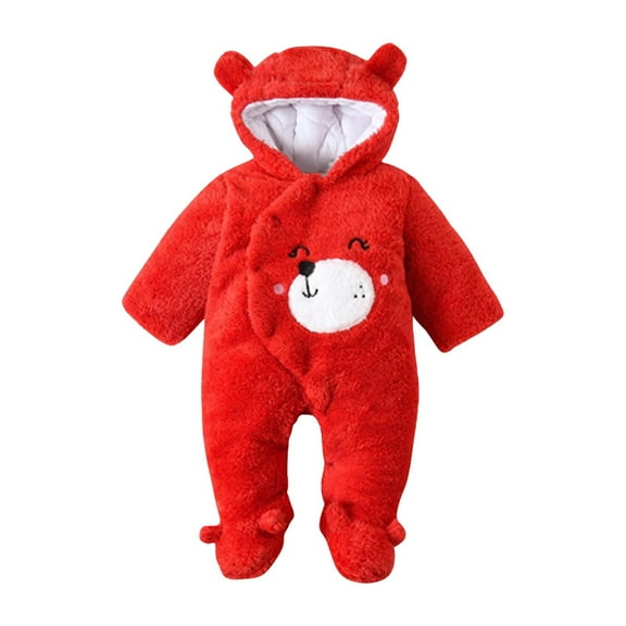Odeerbi Baby Girls Boys Clothes Baby Rompers Toddler Color Plush Cute Bear Ears Winter Thick Keep Warm Jumpsuit Romper