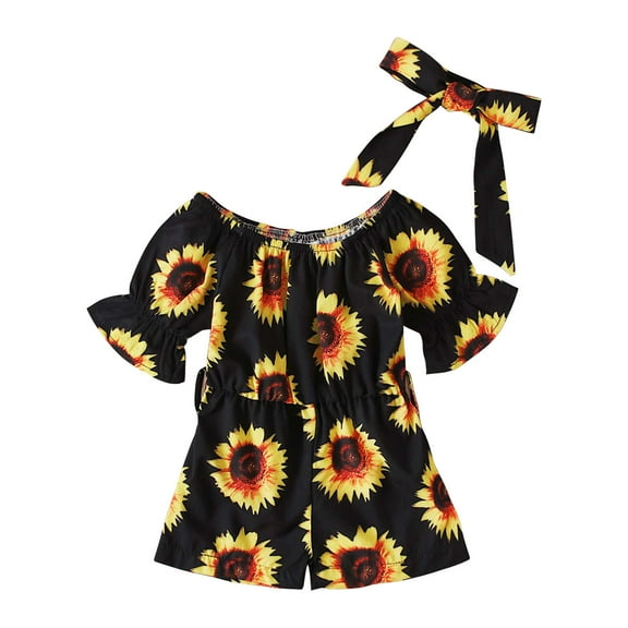 Odeerbi Baby Girls Boys Clothes Baby Rompers Toddler Floral Short Sleeve Jumpsuit   Bow Two-piece Children's Clothing