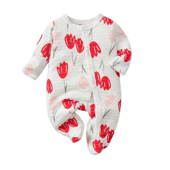 Odeerbi Baby Girls Boys Clothes Newborn Infant Footie Rompers Autumn Zipper Long Sleeve Romper