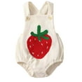 thumbnail image 1 of Odeerbi Baby Girls Clothes Strawberry Corduroy Rompers Summer Jumpsuits Infant Cute Towel Strawberry Embroidered Sling Bodysuit Sleeveless Short Onesie Red, 1 of 9