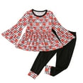 thumbnail image 1 of Odeerbi Baby Girls Clothes Toddler Outfit Spring Autumn Valentine's Day Long Sleeve Stripe Love Printed Shirt Top Trousers Suit Black, 1 of 8