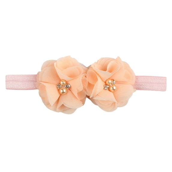 Odeerbi Baby Girls Elastics Hair Bows Headband Toddler Cute Bowknot Flower Headdress Solid Color Hair Accessories Beige