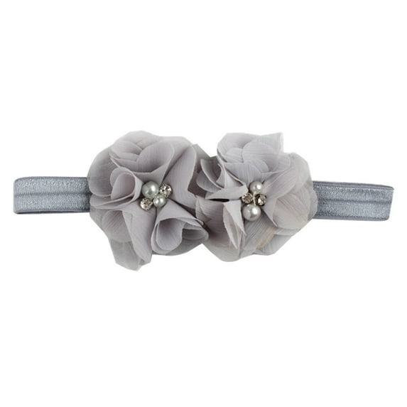 Odeerbi Baby Girls Elastics Hair Bows Headband Toddler Cute Bowknot Flower Headdress Solid Color Hair Accessories Gray