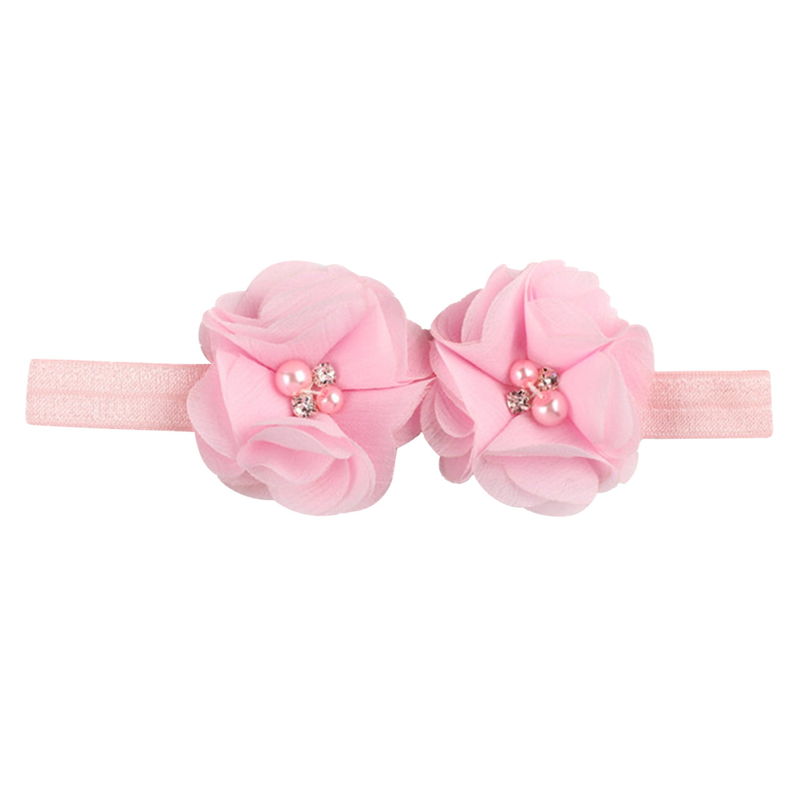 Odeerbi Baby Girls Elastics Hair Bows Headband Toddler Cute Bowknot Flower Headdress Solid Color Hair Accessories Pink