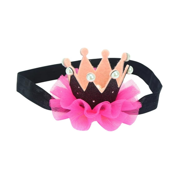 Odeerbi Baby Girls Elastics Hair Bows Headband Toddler Mesh Crown Pearl Headband Cute Solid Color Headband Hair Accessories Black