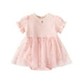 thumbnail image 1 of Odeerbi Baby Girls Summer Cotton Bodysuit Dress Cute Flower Embroidered Tulle Dress Round Neck Ruffle Short Sleeve Sweet Mesh Dress Baby Girls Clothes, 1 of 1