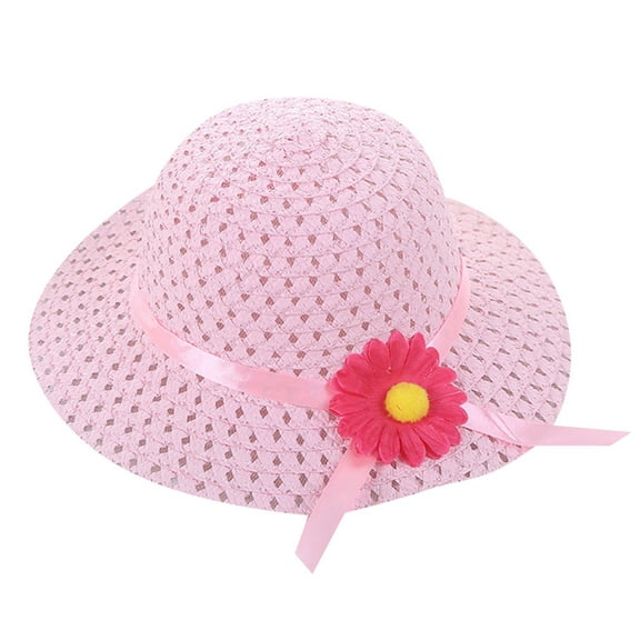 Odeerbi Baby Hats Boys Girls Sun Hat Kids Summer Floral Flower Straw Visor Beach
