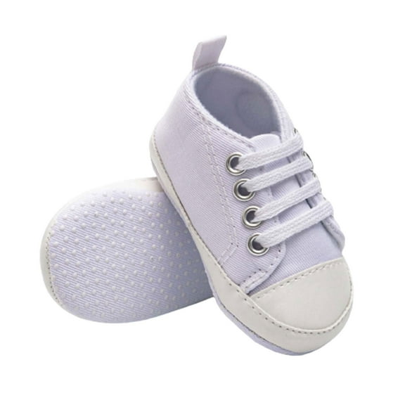 Odeerbi Baby Infant Boys Girls Canvas Shoes Soft Sole Slip Resistant Prewalker Newborn Baby Sandals Solid Shoes White