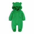thumbnail image 1 of Odeerbi Baby Infant Boys Girls Clothes Animal Jumpsuit Baby Romper Fall Winter Harper Thickened Romper Ear Styling Solid Color Dopamine Color Zipper Jumpsuits Green 6-9 Months, 1 of 8