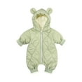 thumbnail image 1 of Odeerbi Baby Infant Boys Girls Clothes Animal Jumpsuit Winter Baby Romper Soft Winter Warm Cotton Pajamas Unisex Solid Warm Thick Long Sleeve Hooded Romper Role Play Gift Green 6-12 Months, 1 of 6