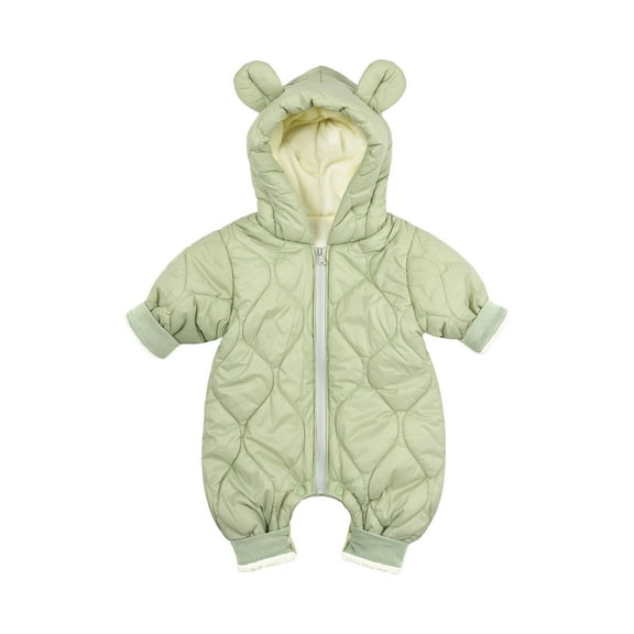 Odeerbi Baby Infant Boys Girls Clothes Animal Jumpsuit Winter Baby Romper Soft Winter Warm Cotton Pajamas Unisex Solid Warm Thick 2025 Long Sleeve Hooded Romper Role Play Gift Green 6-12 Months