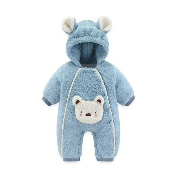 Odeerbi Baby Infant Boys Girls Clothes Baby Jumpsuit Romper Infant Long Sleeve Color Block Clothing Winter Jumpsuit Blue 9-12 Months