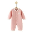 thumbnail image 1 of Odeerbi Baby Infant Boys Girls Clothes Baby Jumpsuit Romper Soft Warm Cotton Pajamas Unisex Solid Warm Thick 2025 Long Sleeve Hooded Romper Jumpsuit Role Play Gift Pink 6-9 Months, 1 of 7