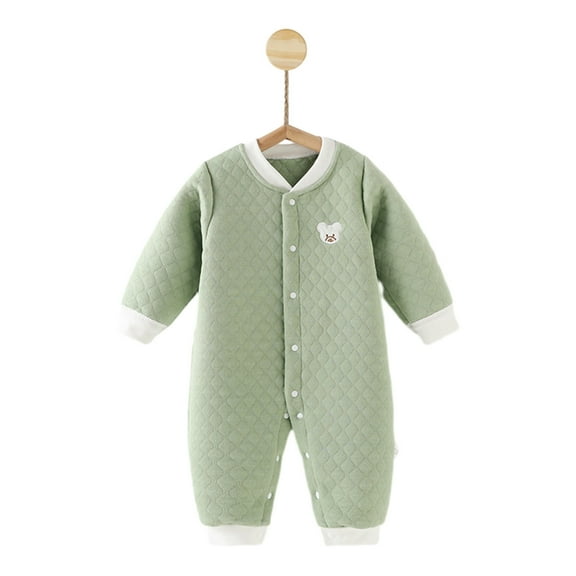 Odeerbi Baby Infant Boys Girls Clothes Baby Jumpsuit Romper Soft Warm Cotton Pajamas Unisex Solid Warm Thick 2025 Long Sleeve Hooded Romper Winter Jumpsuit Role Play Gift Green 9-12 Months