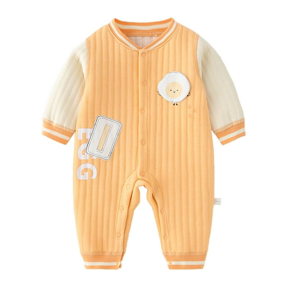 Odeerbi Baby Infant Boys Girls Clothes Baby Jumpsuit Romper Thin Warm Cotton Jumpsuit 2025 Long Sleeve Climbing Clothes Orange 9-12 Months