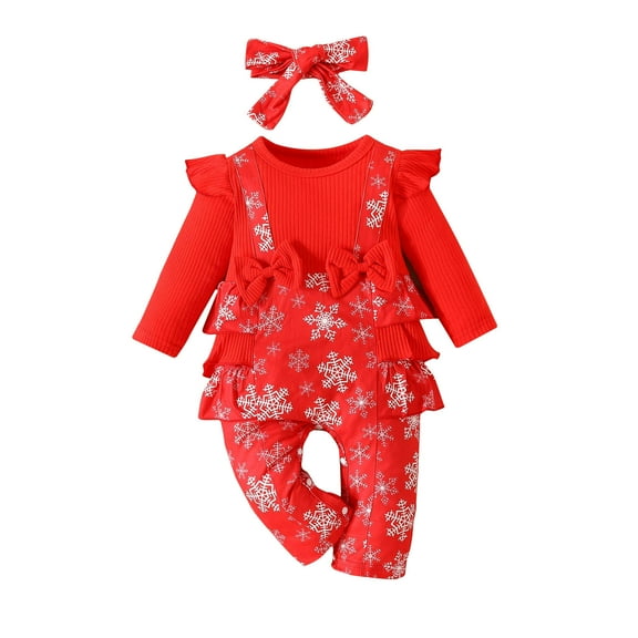 Odeerbi Baby Infant Boys Girls Clothes Christmas Jumpsuit Baby Romper Toddler Christmas Color Plush Cute Winter Thick Keep Warm Jumpsuit Red 9-12 Months