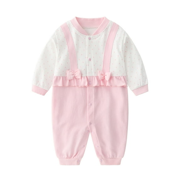 Odeerbi Baby Infant Boys Girls Clothes Gentleman Jumpsuit Baby Romper College Style Fall Gentleman Style Romper British Indoor Outdoor Jumpsuit Pink 6-9 Months