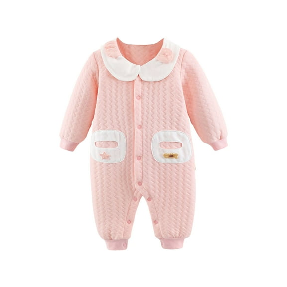 Odeerbi Baby Infant Boys Girls Clothes Baby Jumpsuit Romper Children's Fall Winter Cotton Warm Jumpsuit Newborn Crawling Children Clothes Newborn Jumpsuit Pink 8-12 Months
