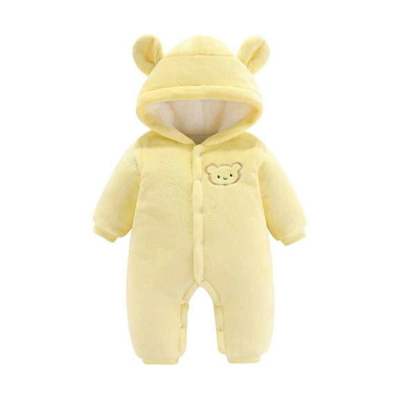 Odeerbi Baby Infant Boys Girls Clothes Winter Jumpsuit Baby Romper Fall Winter Thickening Jumpsuit 2024 Long Sleeves Climbing Jumpsuit Baby Winter Cotton Clothes Yellow 6 Months