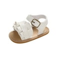 thumbnail image 1 of Odeerbi Baby Infant Boys Girls Slip Resistant Shoes Rubber Sole Prewalker Baby Cute Summer Princess Sandals Flat First Walkers Footwear White, 1 of 9