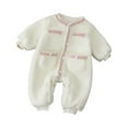 thumbnail image 1 of Odeerbi Baby Infant Girls Clothes Baby Jumpsuit Romper Hooded Fleece Rompers Infant Thick Snowsuit Winter Warm Outerwear Outfits White 3-7 Months, 1 of 6
