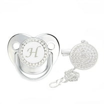 Odeerbi Pacifier 26 Letter Name Initial Clip Silicone Nipple Bling E