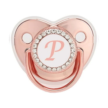 Odeerbi Pacifier 26 Letter Name Initials Clip Silicone Golden Shiny M