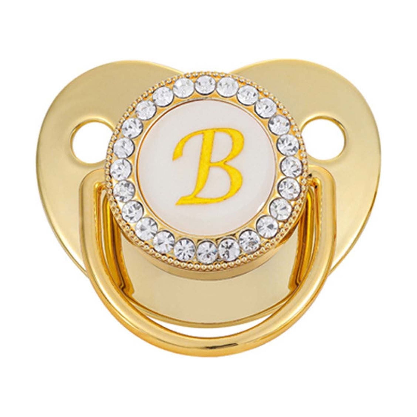 Odeerbi Pacifier 26 Letter Name Initials Clip Silicone Golden