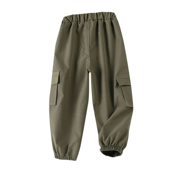 Odeerbi Toddler Boys Cargo Pants Elastic Waist Casual Jogger Pants with Pockets Green 5-6 Years