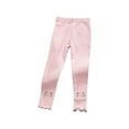 thumbnail image 1 of Odeerbi Baby Pants Fall Winter Girls Ruffle Side Embroidery Leggings Cropped Trousers, 1 of 9