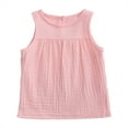 thumbnail image 1 of Odeerbi Baby Toddler Girls Tank Top Kids Cotton Linen Vest Summer Candy Color Vest Pink, 1 of 9