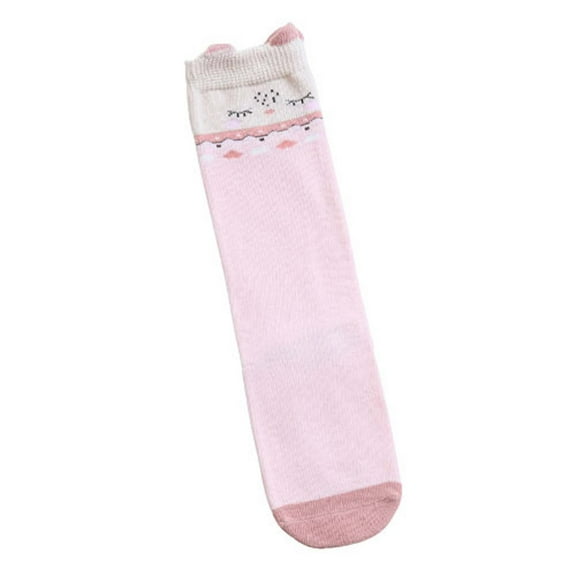 Odeerbi Baby Toddler Socks Boys Girls Cute Cartoon Stocking Keep Warm Soft Non-slip Indoor Socks Pink