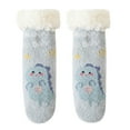 thumbnail image 1 of Odeerbi Baby Toddler Socks Boys Girls Solid Color Cartoon Socks Keep Warm Plush Kids Soft Non-slip Indoor Socks Sky Blue, 1 of 9