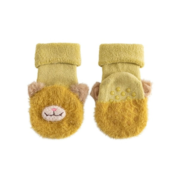 Odeerbi Baby Toddler Socks Childrens Socks Winter Warm Thickened Floor Socks Non-slip Dispensing Socks Yellow