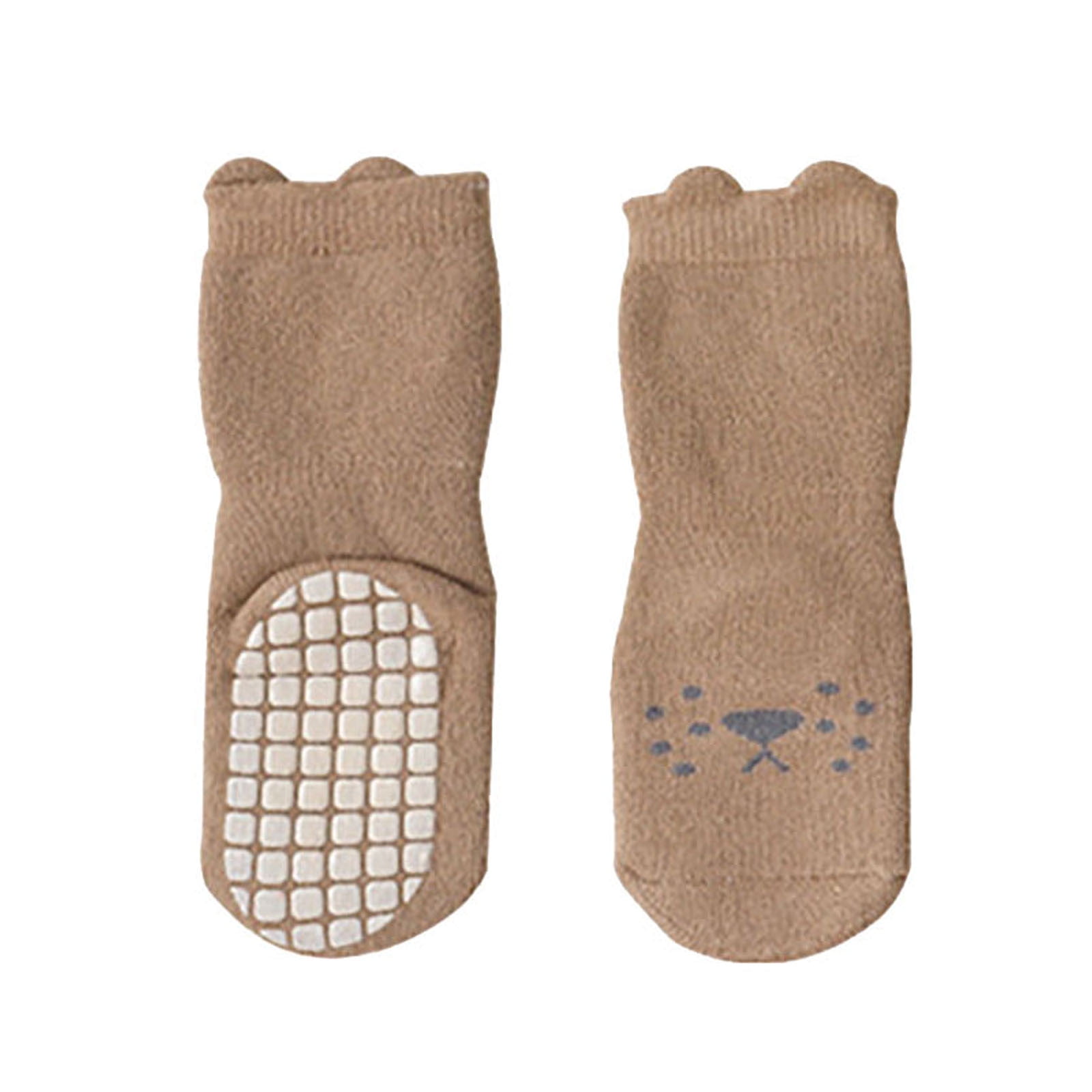 Odeerbi Baby Toddler Socks Cotton Yoga Socks High-grip Socks Combed Cotton  Sock Children Non-Slip Autumn Winter Floor Socks Coffee 