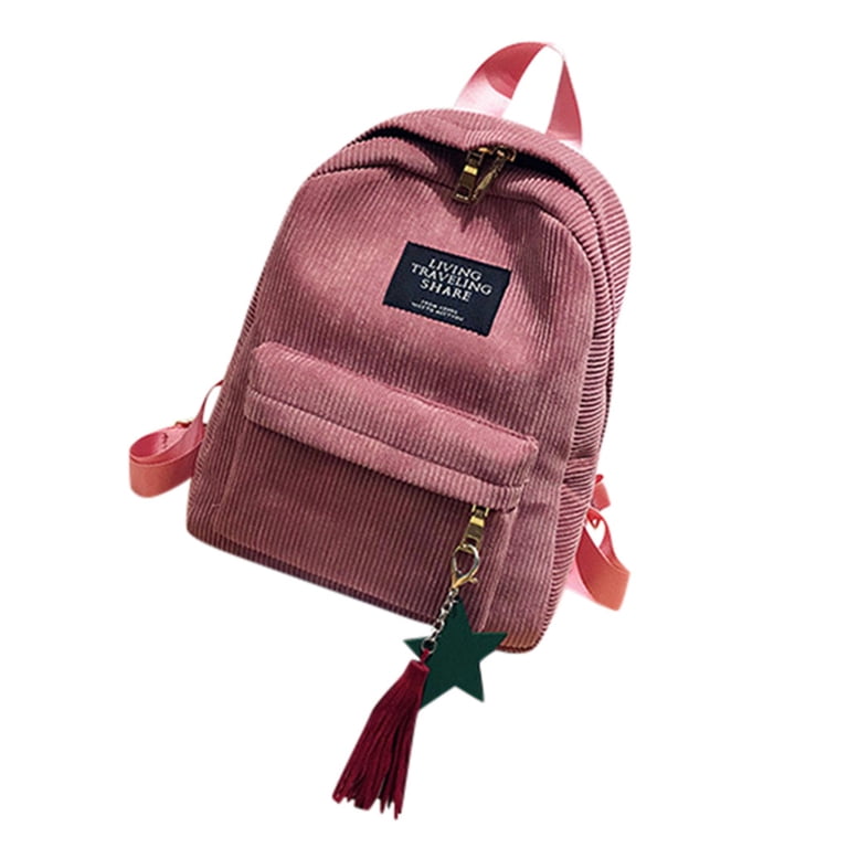 campus mini backpack Odeerbi Backpack for Woman Mini Simple Corduroy Backpacks Campus Style Pure Color Leisure Backpacks Pink