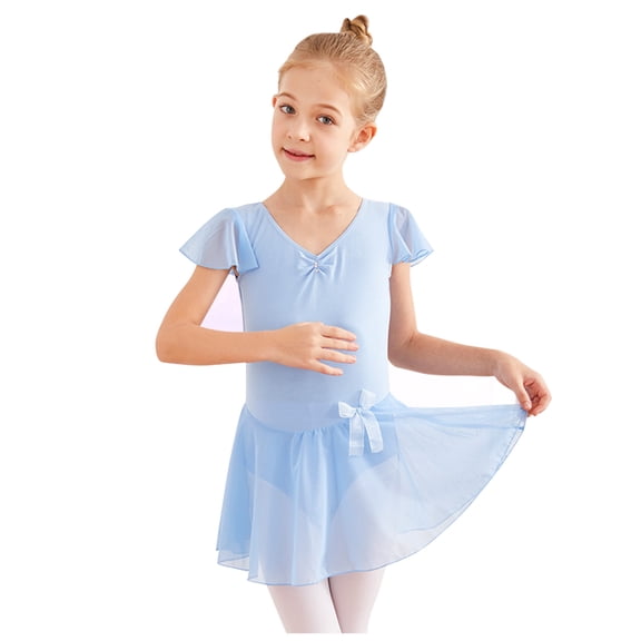 Odeerbi Ballet Leotards For Girls Gymnastics Leotards Baby Girls Children's Dance Clothes Summer Ruffle Sleeve Training Clothes One-piece Suit Purple