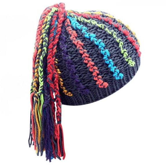 Odeerbi Beanie Hat For Boys Girls Winter Hand-knitted Beanie 2025 New Colored Dreadlock Wool Hat Children Hip Hop Punk Warm Gray