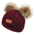 thumbnail image 1 of Odeerbi Beanie Hat For Boys Girls Winter Knitted Beanie With Pom Pom Kids Warm Thick Ski Cap Burgundy, 1 of 8