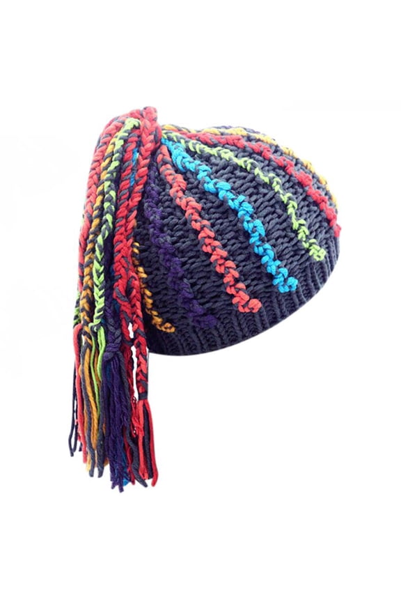 Beanie Hat For Men Women Winter Hand-knitted Beanie 2025 New Colored Dreadlock Wool Hat Adult Hip Hop Punk Warm Gray